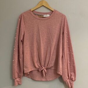 Skonhet womens pink pearl tie front ,open back size L